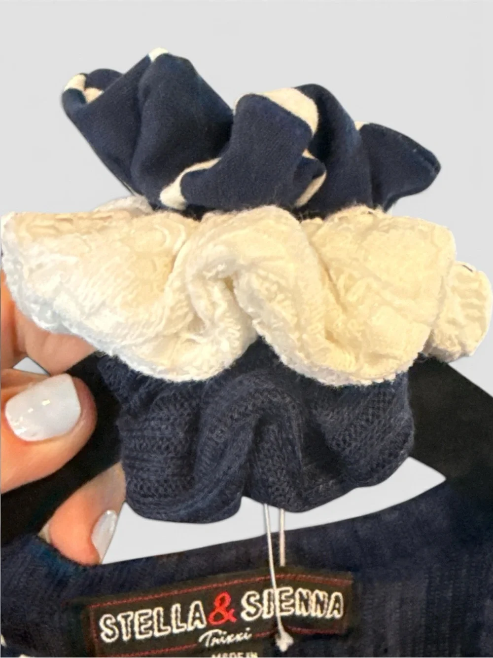 Stella & Sienna Girls' Navy and White Striped Ruffle Hem Dress